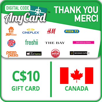 AnyCard Thank You-Merci Gift Card CANADA 10 CAD