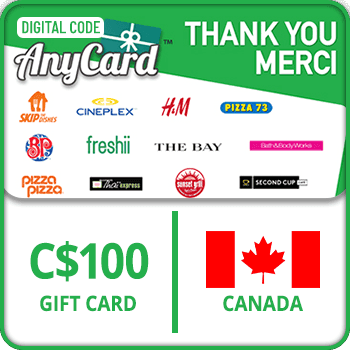 AnyCard Thank You-Merci Gift Card CANADA 100 CAD