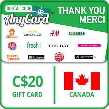 AnyCard Thank You-Merci Gift Card CANADA 20 CAD