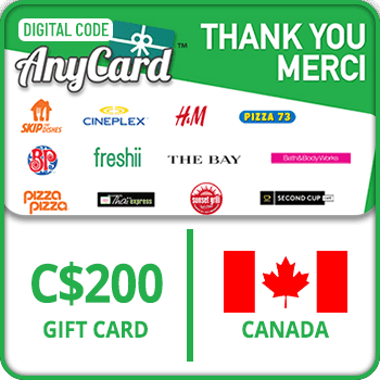 AnyCard Thank You-Merci Gift Card CANADA 200 CAD