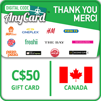 AnyCard Thank You-Merci Gift Card CANADA 50 CAD