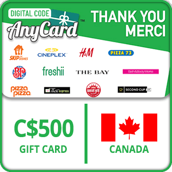 AnyCard Thank You-Merci Gift Card CANADA 500 CAD