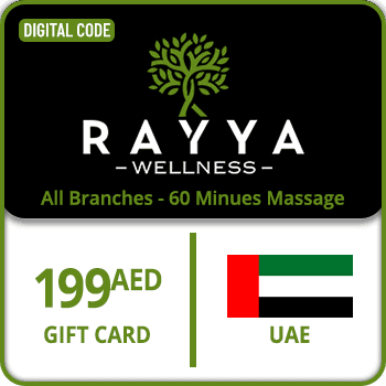 Rayya Wellness Gift Card UAE All Branches - 60 Minues Massage (Except Retreat Palm) 199 AED