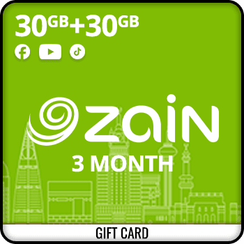 Zain Data 30 GB + 30 GB YT&FB&TK- 3Months